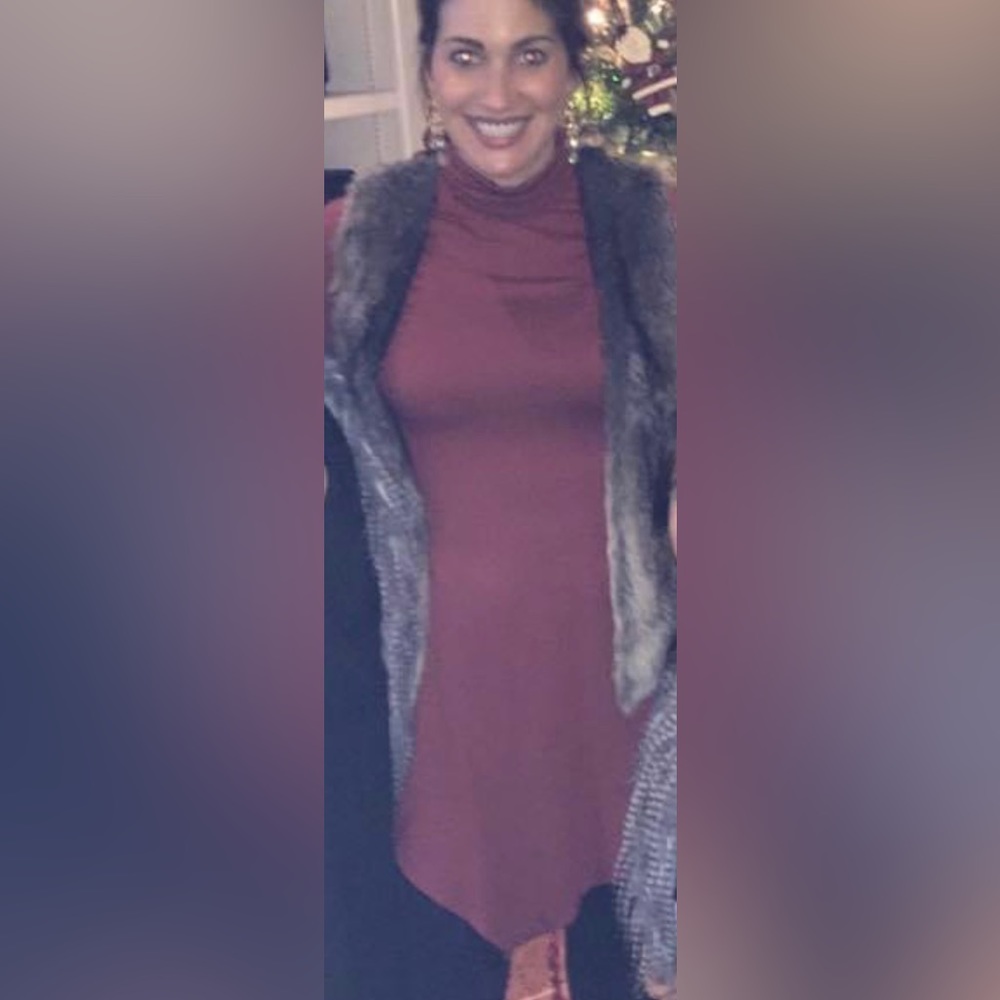Burgundy Turtleneck Dress
